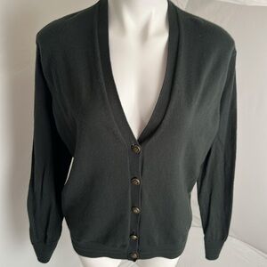 Tory Burch Madison English Green Reva button cardigan sweater XL